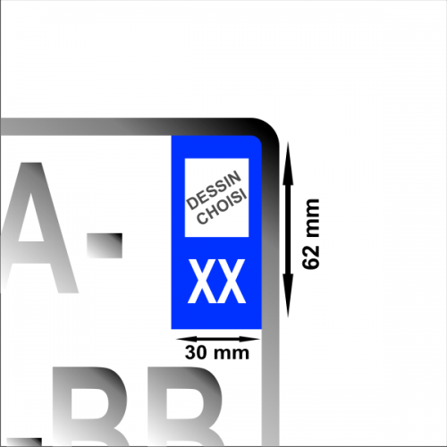 2 Stickers autocollant plaque d'immatriculation noir OM - Art Déco